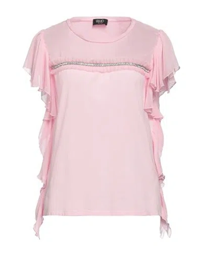 Liu •jo Woman T-shirt Pink Size 6 Cotton, Elastane, Polyester