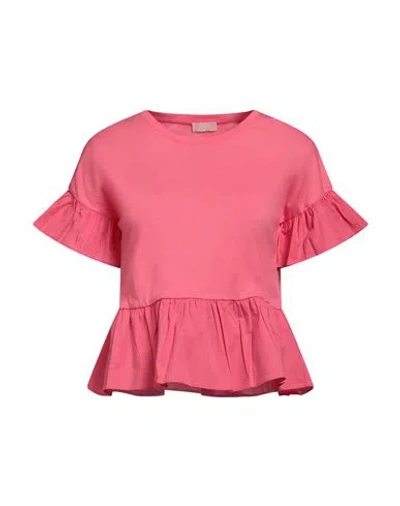Liu •jo Woman T-shirt Pink Size S Cotton, Elastane