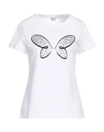 Liu •jo Woman T-shirt White Size L Cotton, Elastane