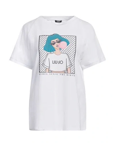 Liu •jo Woman T-shirt White Size L Cotton, Elastane