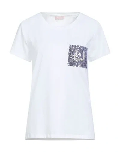 Liu •jo Woman T-shirt White Size L Cotton, Elastane