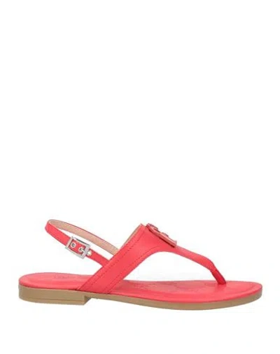 Liu •jo Woman Thong Sandal Coral Size 8 Leather In Red