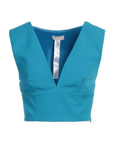 Liu •jo Woman Top Azure Size 10 Polyester, Elastane In Blue