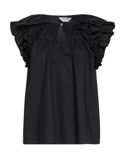Liu •jo Woman Top Black Size 10 Cotton