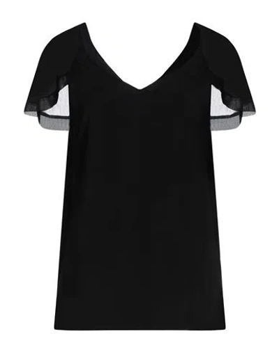 Liu •jo Woman Top Black Size 10 Polyester, Cotton, Elastane In Black