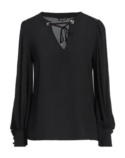 Liu •jo Woman Top Black Size 12 Polyester, Cotton