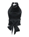 Liu •jo Woman Top Black Size 6 Acetate, Silk