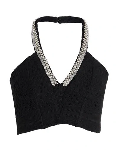 Liu •jo Woman Top Black Size 4 Cotton, Polyamide, Elastane