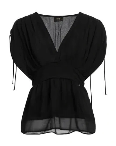 Liu •jo Woman Top Black Size 4 Polyester In Black