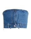 Liu •jo Rhinestoned Strapeless Cropped Top In Blue