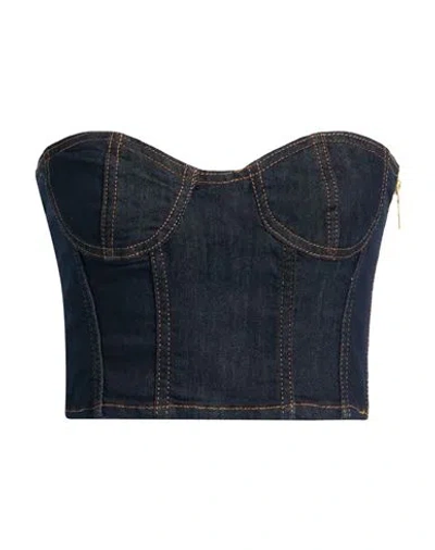 Liu •jo Woman Top Blue Size 8 Cotton, Polyester, Elastane