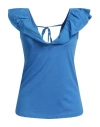 Liu •jo Woman Top Azure Size S Cotton In Blue