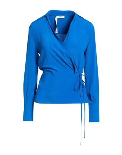 Liu •jo Woman Top Bright Blue Size 4 Acetate, Silk
