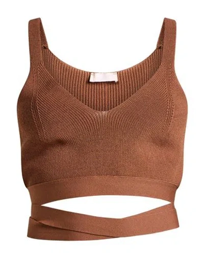 Liu •jo Woman Top Brown Size L Viscose, Polyamide