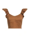 Liu •jo Woman Top Camel Size 8 Cotton, Elastane In Beige