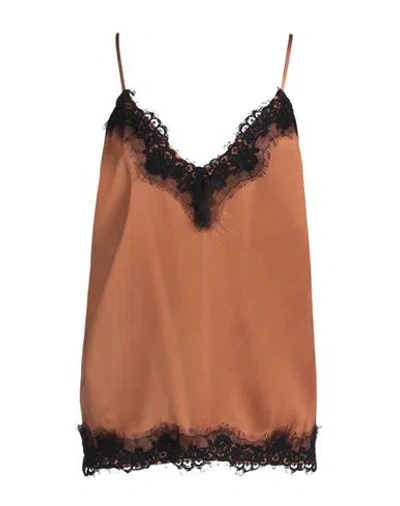 Liu •jo Woman Top Camel Size 8 Viscose, Polyamide, Polyester, Cotton In Beige