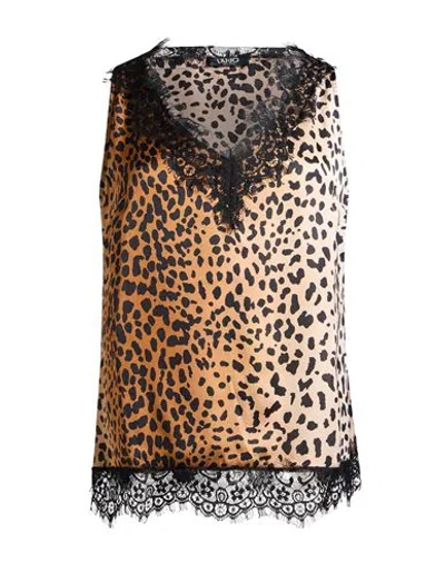 Liu •jo Woman Top Camel Size M Polyester In Animal Print