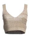 Liu •jo Woman Top Camel Size Xs Viscose, Metallic Polyester In Beige