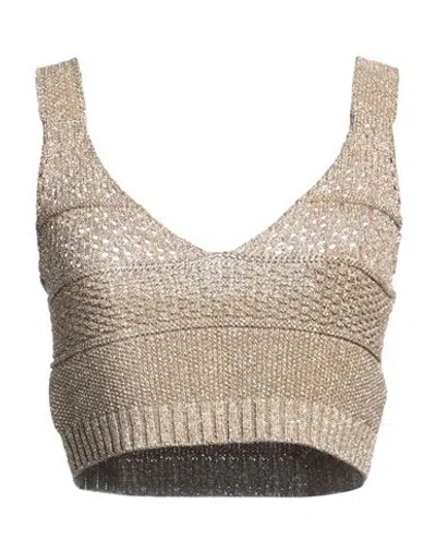 Liu •jo Woman Top Camel Size Xs Viscose, Metallic Polyester In Beige