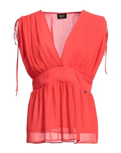 Liu •jo Woman Top Coral Size 10 Polyester In Red