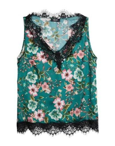 Liu •jo Woman Top Green Size S Polyester, Polyamide