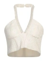 Liu •jo Beaded Halterneck Crop Top In White
