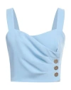 Liu •jo Woman Top Light Blue Size 10 Polyester, Elastane In Blue