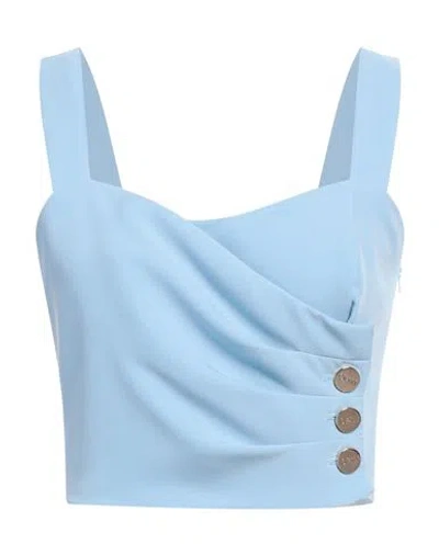 Liu •jo Woman Top Light Blue Size 10 Polyester, Elastane