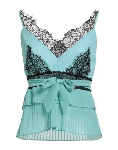Liu •jo Woman Top Light Green Size 10 Polyester, Polyamide In Blue