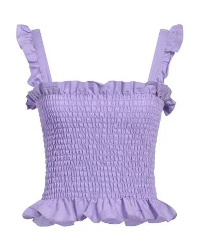 Liu •jo Woman Top Light Purple Size M/l Cotton, Polyester, Elastane