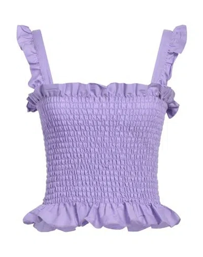Liu •jo Woman Top Mauve Size M/l Cotton, Polyester, Elastane In Purple