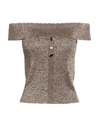 Liu •jo Woman Top Military Green Size L Viscose, Polyester, Metallic Polyester In Brown