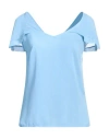 Liu •jo Woman Top Light Blue Size 4 Polyester, Cotton, Elastane In Blue