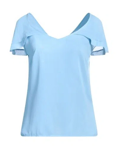 Liu •jo Woman Top Light Blue Size 4 Polyester, Cotton, Elastane