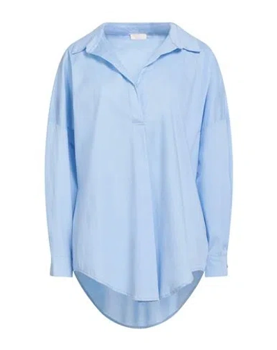 Liu •jo Woman Top Sky Blue Size 10 Cotton, Polyamide, Elastane