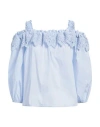 Liu •jo Woman Top Sky Blue Size 10 Cotton, Polyamide, Elastane, Polyester