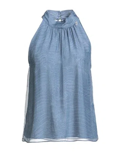 Liu •jo Woman Top Slate Blue Size 12 Viscose, Silk