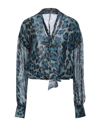Liu •jo Woman Top Slate Blue Size 4 Silk, Viscose
