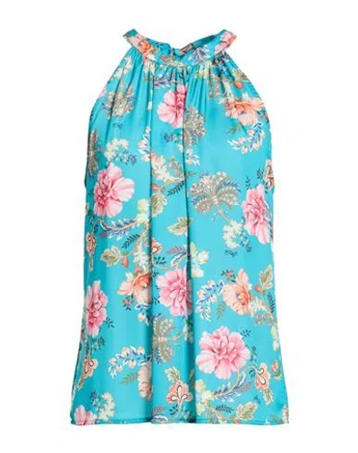 Liu •jo Woman Top Turquoise Size L Polyester, Elastane In Blue