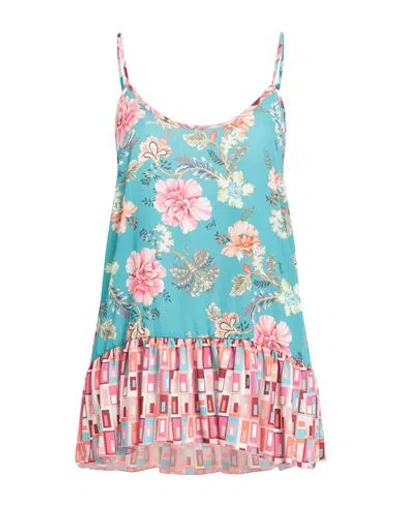 Liu •jo Woman Top Turquoise Size L Polyester, Elastane In Blue