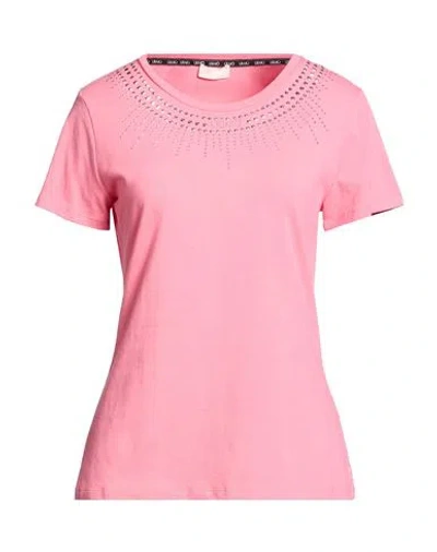 Liu •jo Woman T-shirt Coral Size M Cotton, Elastane In Red