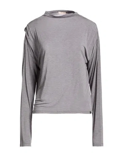 Liu •jo Woman T-shirt Grey Size M Viscose, Polyamide, Elastane, Cashmere In Gray