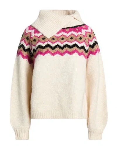 Liu •jo Woman Turtleneck Beige Size Xl Acrylic, Polyamide, Viscose, Wool In Brown