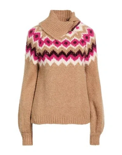 Liu •jo Woman Turtleneck Camel Size Xs Acrylic, Polyamide, Viscose, Wool In Brown
