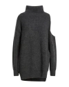 Liu •jo Woman Turtleneck Charcoal Size L Wool, Acrylic In Gray