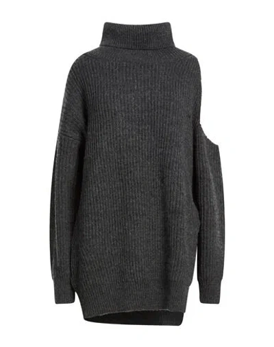 Liu •jo Woman Turtleneck Charcoal Size L Wool, Acrylic In Gray