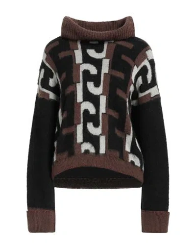 Liu •jo Woman Turtleneck Dark Brown Size S Synthetic Fibers, Alpaca Wool, Wool In Multi