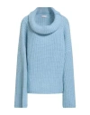 Liu •jo Woman Turtleneck Light Blue Size L Acrylic, Wool In Blue