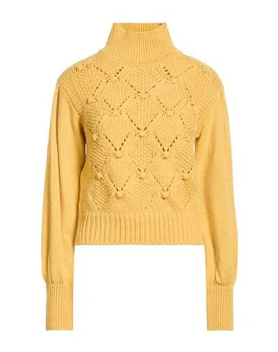 Liu •jo Woman Turtleneck Marigold Size L Acrylic, Wool In Yellow