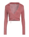 Liu •jo Woman Wrap Cardigans Brick Size S Viscose, Metallic Polyester In Red